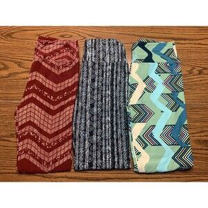 Lot of 3 LuLaRoe Print Leggings One Size Multi-Color